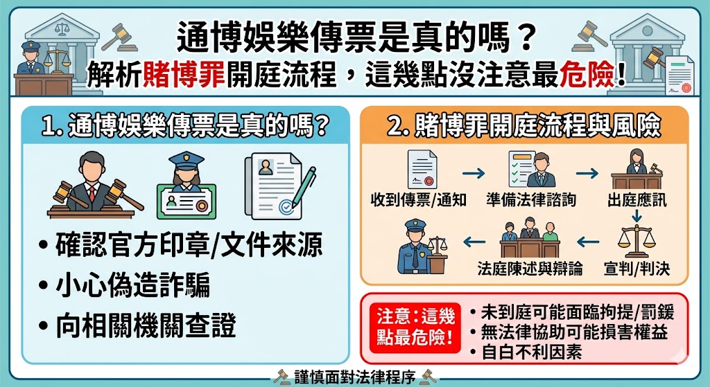 通博娛樂傳票是真的嗎？解析賭博罪開庭流程，這幾點沒注意最危險！