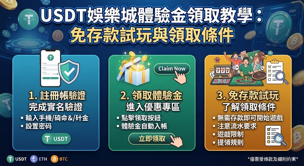 USDT娛樂城體驗金領取教學